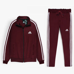 Addas Imported polyester Fleece Tracksuit (Maroon)