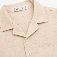 Z.A.R.A PREMIUM MEN'S CUBAN COLLAR KNITTED SHIRT (OFF-WHITE)