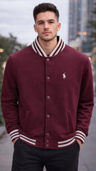 RL PREMIUM S/P COTTON FLEECE BASEBALL JACKET (MAROON)