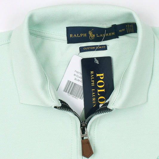 RL Premium Small Pony Zip Up Polo shirt (Sea Green)