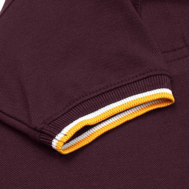 GRDNO Kids Premium Napoleon Tipped Collar Polo Shirt (Maroon)