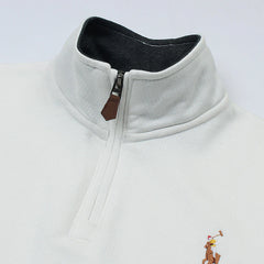 RL Imported Pique Cotton Fleece Zip-up Mockneck (White)