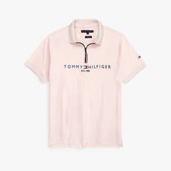 TOMMY PREMIUM SELF EMB ZIP-UP POLO SHIRT (PINK)