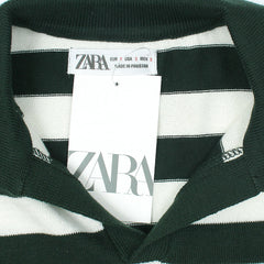 Z.A.R.A PREMIUM CABEL-KNIT STRIPPER POLO SHIRT (GREEN-WHITE)