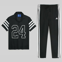 ADDAS PREMIUM INSPIRED 24 V NECK TRACKSUIT (BLACK)