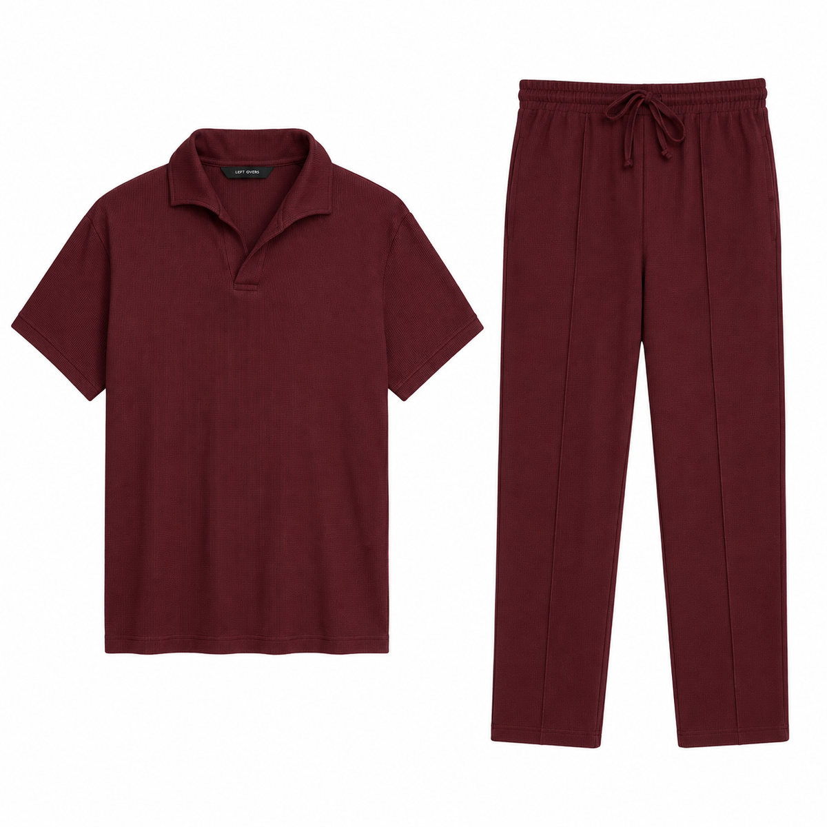 Z.A.R.A WAFFLE KNIT OVERSIZED SLIT TRACKSUIT (MAROON)