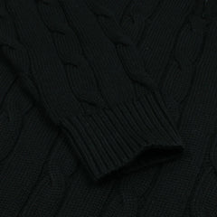 RL IMPORTED SMALL PONY CABLE KNIT SWEATER (BLACK)