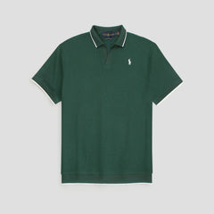 RL PREMIUM MEN'S V NECK BORDER POLO SHIRT (GREEN)