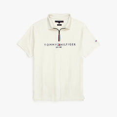 TOMMY PREMIUM SELF EMB ZIP-UP POLO SHIRT (OFF-WHITE)