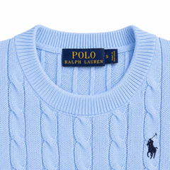 RL CREW NECK CABLE KNIT SHIRT (SKY)