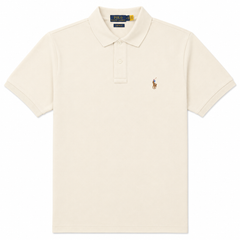 RL SMALL PONY MULTI HORSE COTTON PIQUE POLO SHIRT (CREAM)
