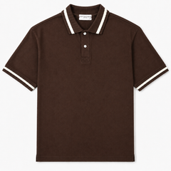 CE HERITAGE PIQUE COTTON POLO SHIRT (BROWN)