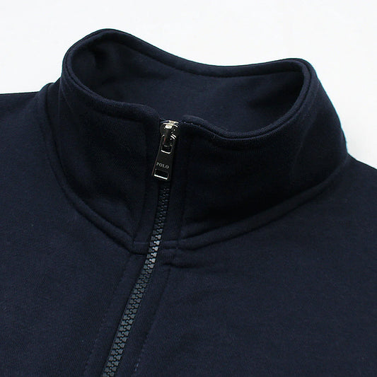 RL Premium Small Pony Cotton Fleece Zipper Jacket (Navy Blue)