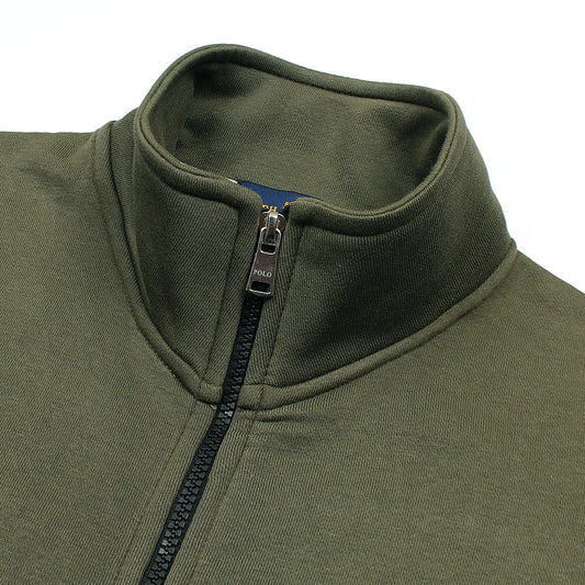 RL Premium Small Pony Cotton Fleece Zipper Jacket (Olive Green)