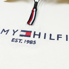 TOMMY PREMIUM SELF EMB ZIP-UP POLO SHIRT (OFF-WHITE)