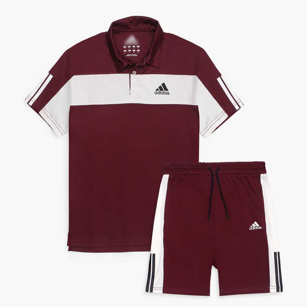 ADDAS Premium Paneled Dri-Fit Twin Set (Maroon)