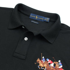 RL Premium 3 Horse Pique Cotton Polo Shirt (Black)