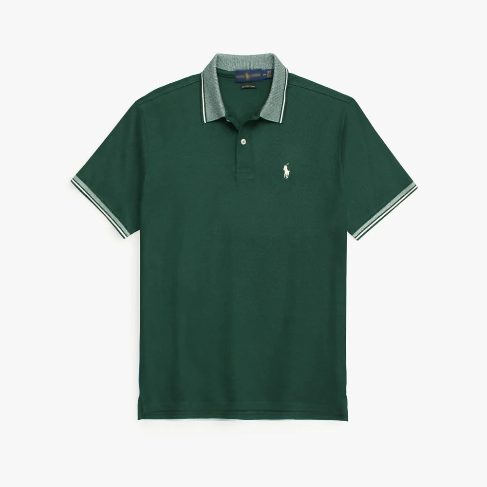 RL PREMIUM S/P JACQUARD COLLAR POLO (GREEN)