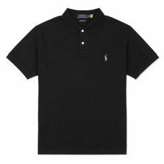 RL SMALL PONY MULTI HORSE COTTON PIQUE POLO SHIRT (BLACK)