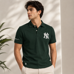 RL NY COTTON PIQUE COTTON POLO SHIRT (GREEN)
