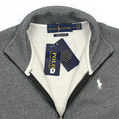 RL Premium Small Pony Cotton Fleece Zipper Jacket (Charcoal Grey)