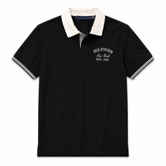TH12 HILFIGER CONTRAST COLLAR POLO SHIRT (BLACK)