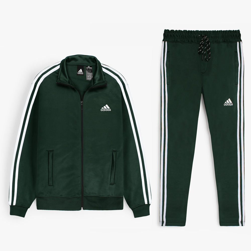 Addas Imported polyester Fleece Tracksuit (Green)