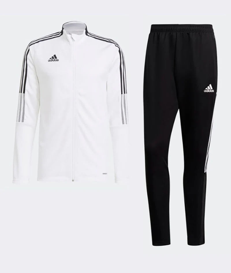 Addas Imported polyester Fleece Aro-Mesh Tracksuit (Black&White)