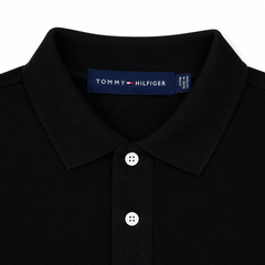 TOMMY SIGNATURE STRIPE POLO SHIRT (BLACK)