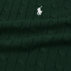RL PREMIUM CABEL-KNIT BUTTON POLO SHIRT (GREEN)