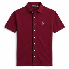RL MEN'S BUTTON DOWN KNITTED SHIRT (MAROON)