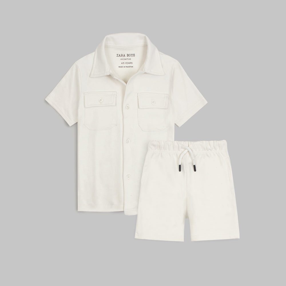 ZR44 PREMIUM KIDS DOUBLE POCKET TWINSET (WHITE)