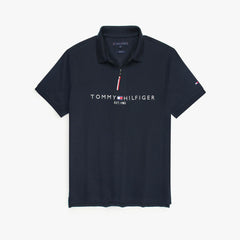 TOMMY PREMIUM SELF EMB ZIP-UP POLO SHIRT (NAVY BLUE)