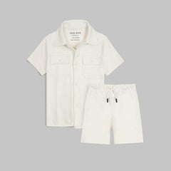ZR44 PREMIUM KIDS DOUBLE POCKET TWINSET (WHITE)