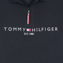 TOMMY PREMIUM SELF EMB ZIP-UP POLO SHIRT (NAVY BLUE)