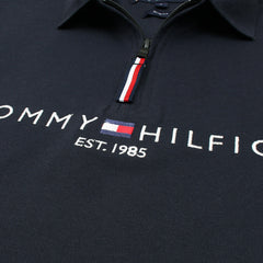 TOMMY PREMIUM SELF EMB ZIP-UP POLO SHIRT (NAVY BLUE)