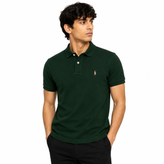 RL SMALL PONY MULTI HORSE COTTON PIQUE POLO SHIRT (GREEN)