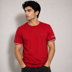 TOMMY SIGNATURE TIPPED T-SHIRT (RED)
