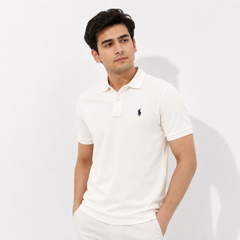 RL SMALL PONY PIQUE COTTON POLO SHIRT (OFF-WHITE)