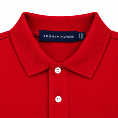 TOMMY SIGNATURE STRIPE POLO SHIRT (RED)