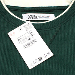 Z.A.R.A PREMIUM THERMAL COTTON CONTRAST TRIM SWEATSHIRT (DK GREEN)