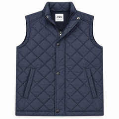 ZR12 PREMIUM DIAMOND QUILT PUFFER JACKET (NAVY BLUE)