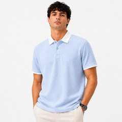 Z.A.R.A RUGBY COLLAR WAFFLE KNIT POLO SHIRT (SKY)