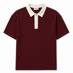COTTON EAGLE RUGBY COLLAR POLO SHIRT (MAROON)
