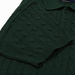 RL PREMIUM CABEL-KNIT BUTTON POLO SHIRT (GREEN)