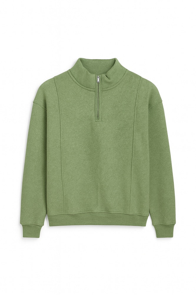 Z.A.R.A PREMIUM COTTON FLEECE FRONT PANEL TRACKSUIT (OLIVE MELANGE)