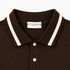 CE HERITAGE PIQUE COTTON POLO SHIRT (BROWN)