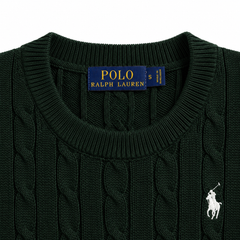 RL CREW NECK CABLE KNIT SHIRT (GREEN)