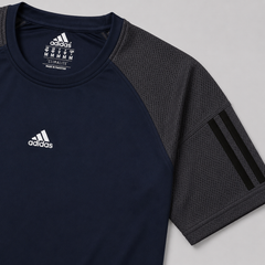 ADDAS MESH SHOULDER DRI FIT T-SHIRT (NAVY BLUE)