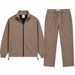 ZR12 PREMIUM INTERLOCK ZIPPER TRACKSUIT (MOCHA BROWN)